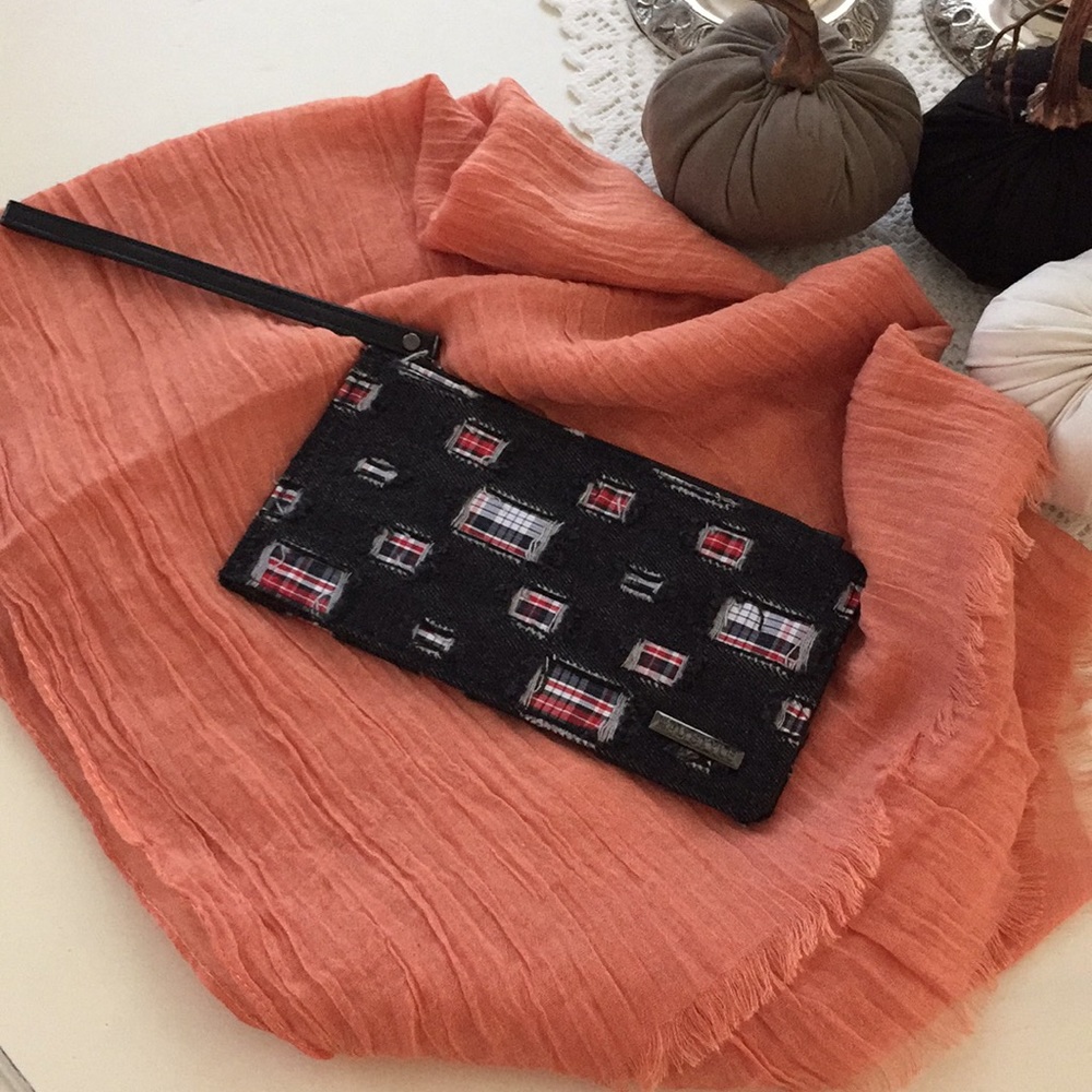 NWOT - BLACK DENIM WITH PLAID PATCHES WRISTLET